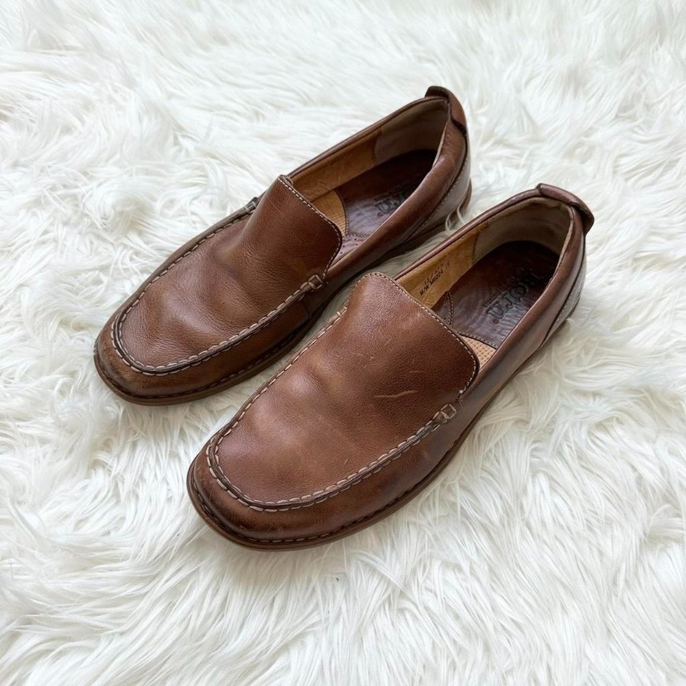 BORN Mens Driving Loafer Size 13M  Brown Leather Slip On Shoes Comfort Excellent